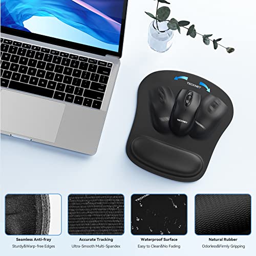 TECKNET Keyboard Wrist Rest and Mouse Pad with Wrist Support, Memory Foam Set for Computer/Laptop/Mac, Lightweight for Easy Typing & Pain Relief Ergonomic Mousepad (Black) - Image 5