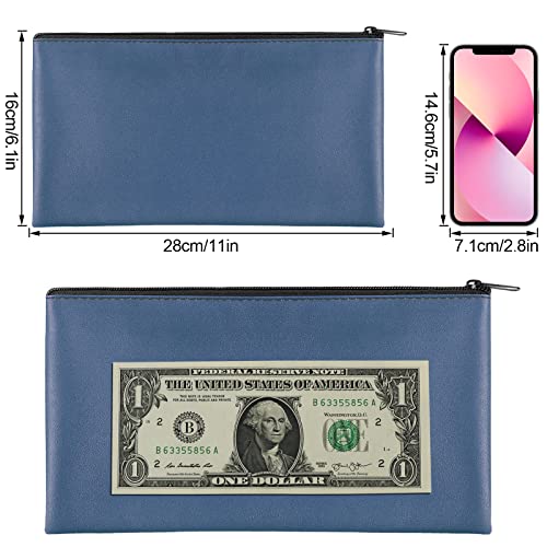 Joyberg 4 Pieces Money Bags With Zipper , 11x6.1 inch Money Pouch, Bank Bag, Cash Bag , Check Wallet, Cosmetics(navy) - Image 2