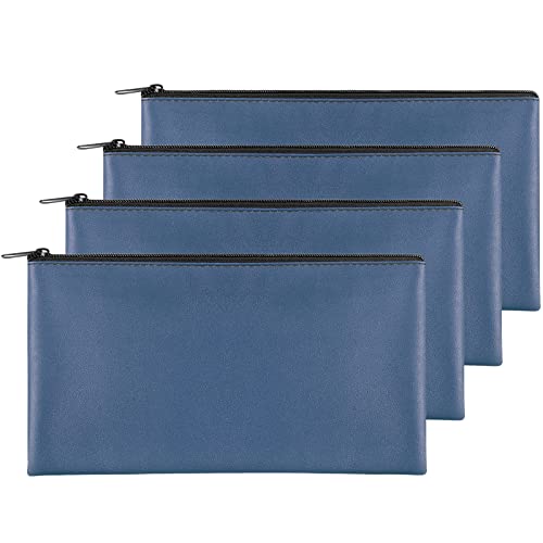 Joyberg 4 Pieces Money Bags With Zipper , 11x6.1 inch Money Pouch, Bank Bag, Cash Bag , Check Wallet, Cosmetics(navy) - Image 1