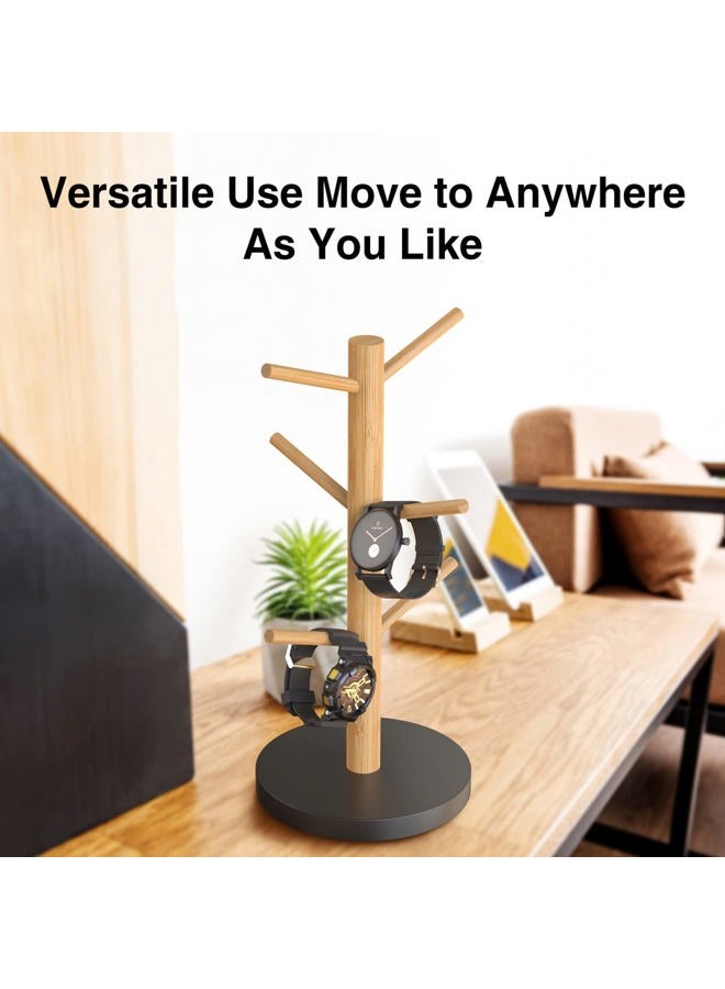 Wisuce LONTAI Coffee Mug Tree, Bamboo Coffee Mug Rack Cup Holders for Counter with 6 Hooks - Image 5