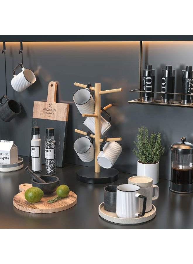Wisuce LONTAI Coffee Mug Tree, Bamboo Coffee Mug Rack Cup Holders for Counter with 6 Hooks - Image 2