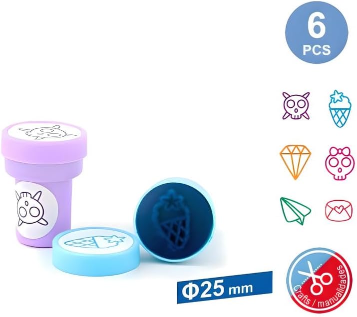 Fitto 6 Pieces Assorted 25mm Stamps for Office & Stationery - Image 3
