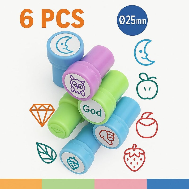 Fitto 6 Pieces Assorted 25mm Stamps for Office & Stationery - Image 2