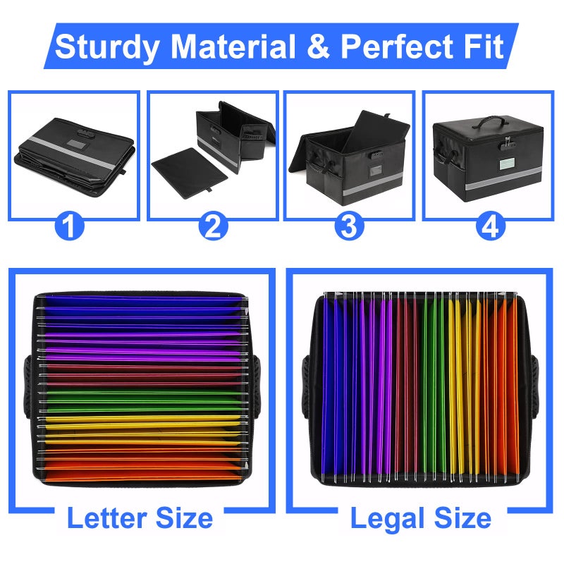 EXLIFBAG File Organizer, Fireproof File Box with Lids, Important Document Organizer Box with Lock, Portable File Folder Organizer with Handle - Image 4