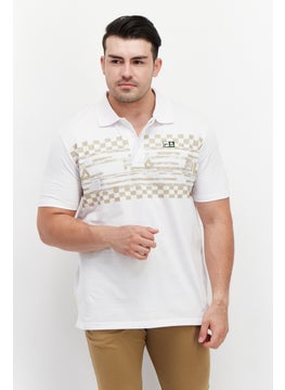 FILA Men Sportswear Fit Brand Logo Training Polo Shirt, White Combo  - Image 1