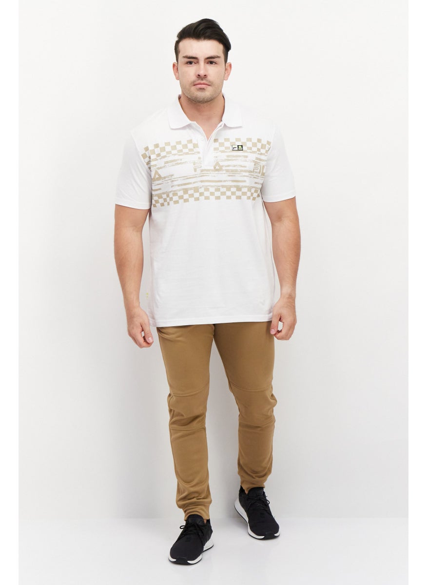 FILA Men Sportswear Fit Brand Logo Training Polo Shirt, White Combo  - Image 4