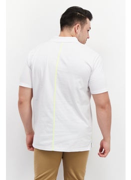 FILA Men Sportswear Fit Brand Logo Training Polo Shirt, White Combo  - Image 2