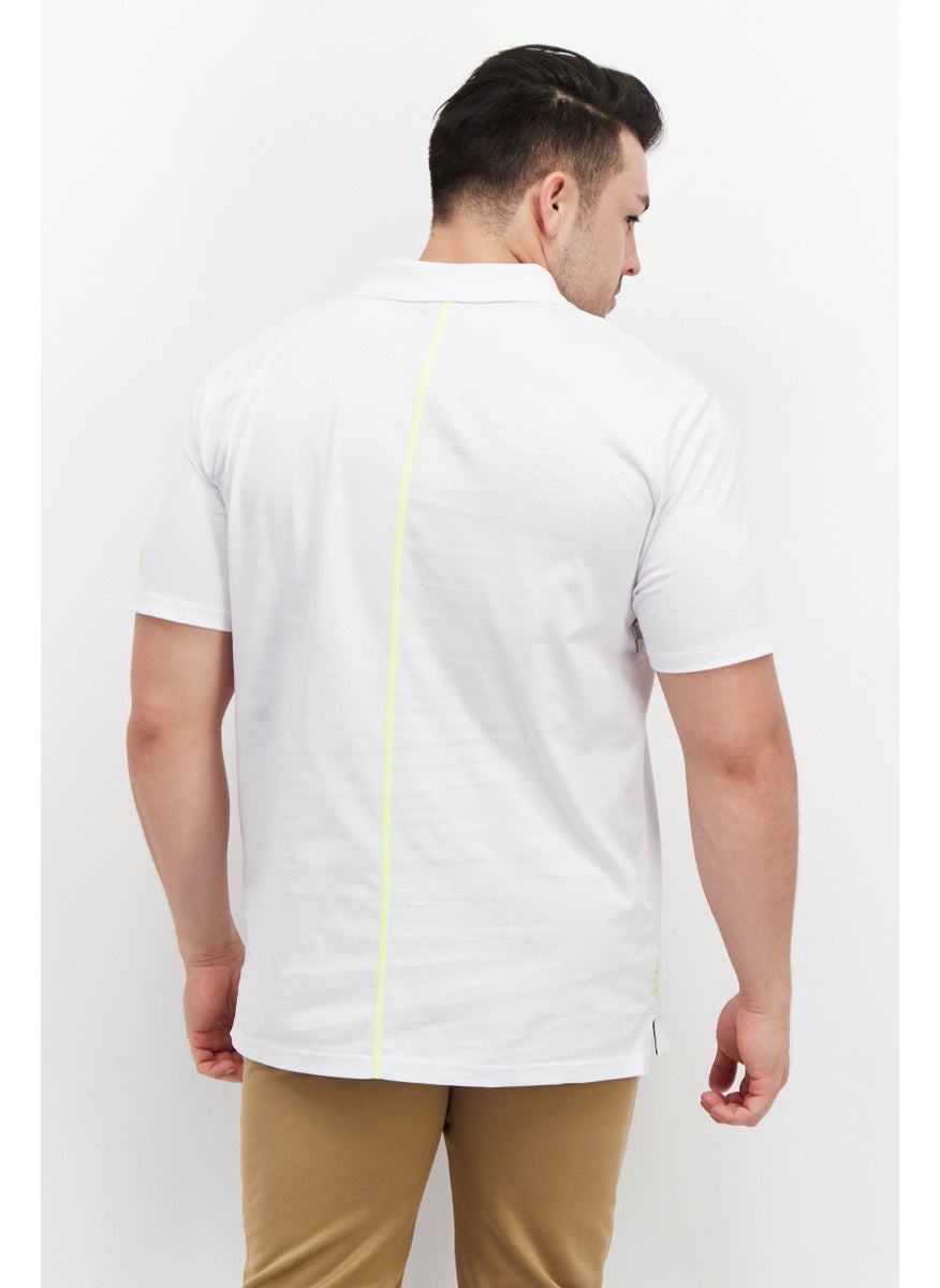 FILA Men Sportswear Fit Brand Logo Training Polo Shirt, White Combo  - Image 2