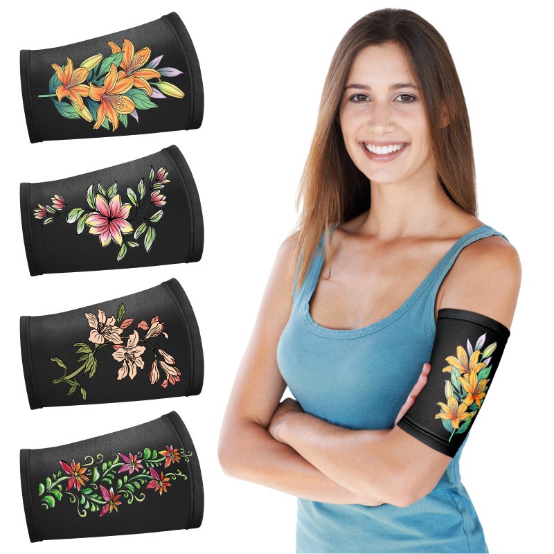 Vabean 4 Pcs PICC Line Cover Sleeve PICC Upper Arm Cover Soft Breathable Elastic Line Sleeve for Women Men AdultMediumBlack Color - Image 2