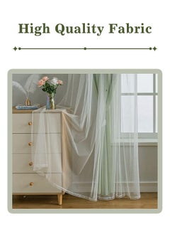 LEOKOR 2 Panels Stars Blackout Curtains Tulle Overlay Star Cut Out Silver Grommet Curtains 132x214CM  - Image 2
