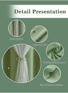 LEOKOR 2 Panels Stars Blackout Curtains Tulle Overlay Star Cut Out Silver Grommet Curtains 132x214CM  - Image 4