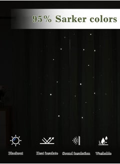 LEOKOR 2 Panels Stars Blackout Curtains Tulle Overlay Star Cut Out Silver Grommet Curtains 132x214CM  - Image 5