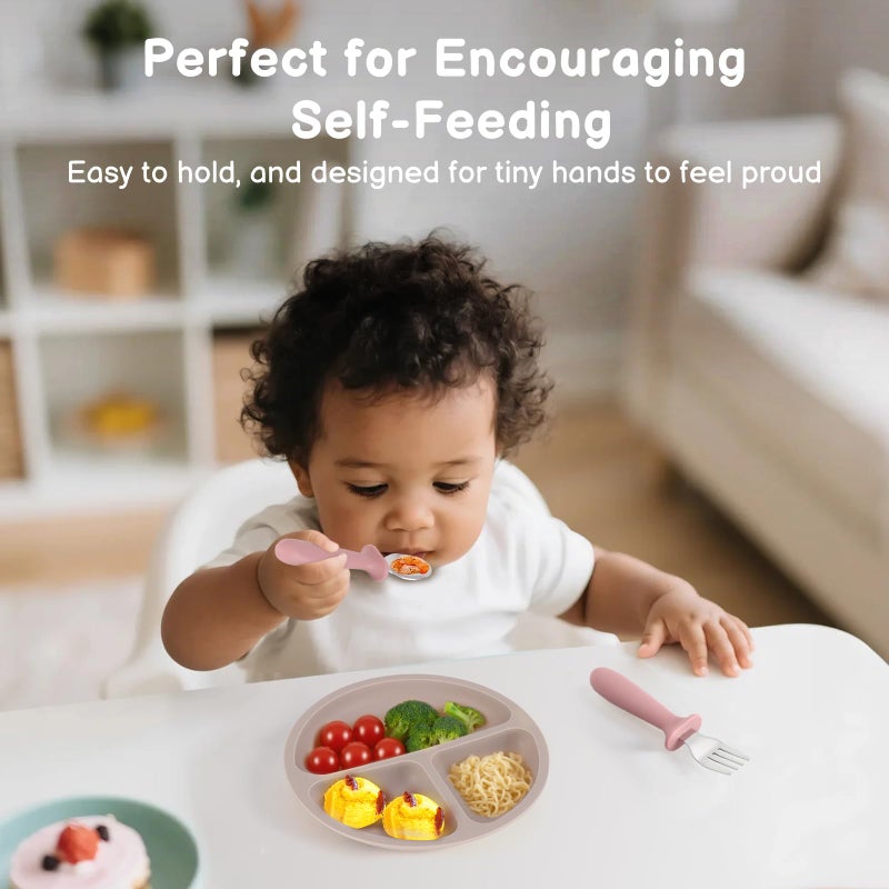 Eascrozn Toddler Spoons and Forks Set, 6 Pack Kids Silverware with Silicone Handle, BPA Free, 18/8 Stainless Steel Children Safe Toddler Utensils, Dishwasher Safe - Image 4