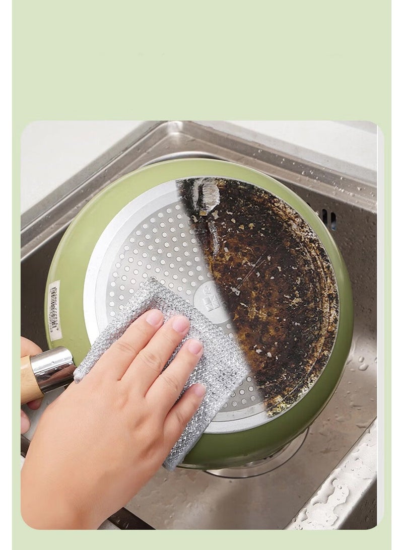 هومستر 5 قطع من قطعة غسيل الأواني الفضية | تصميم مزدوج الوجه (سلك معدني + ألياف دقيقة) | تقنية فصل الزيت عن الماء | للمقالي غير اللاصقة/أواني الخبز/المواقد | متينة ومقاومة للتفكك | امتصاص سريع بدون خطوط | أداة تنظيف مطبخ أساسية - Image 1