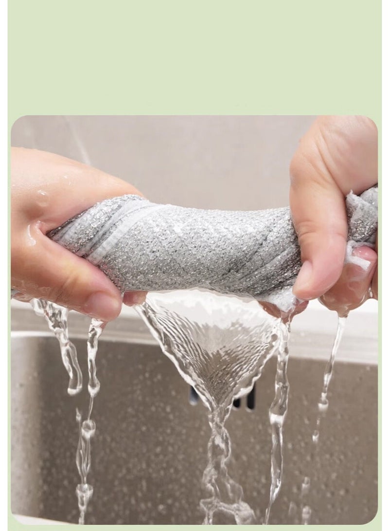 هومستر 5 قطع من قطعة غسيل الأواني الفضية | تصميم مزدوج الوجه (سلك معدني + ألياف دقيقة) | تقنية فصل الزيت عن الماء | للمقالي غير اللاصقة/أواني الخبز/المواقد | متينة ومقاومة للتفكك | امتصاص سريع بدون خطوط | أداة تنظيف مطبخ أساسية - Image 5