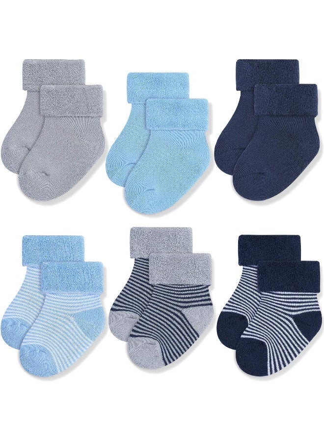 JAKIDAR JAKIDAR 6 Pairs Baby Socks for Infant Newborn Thick Warm Socks Cotton Sock Shoes - Image 1