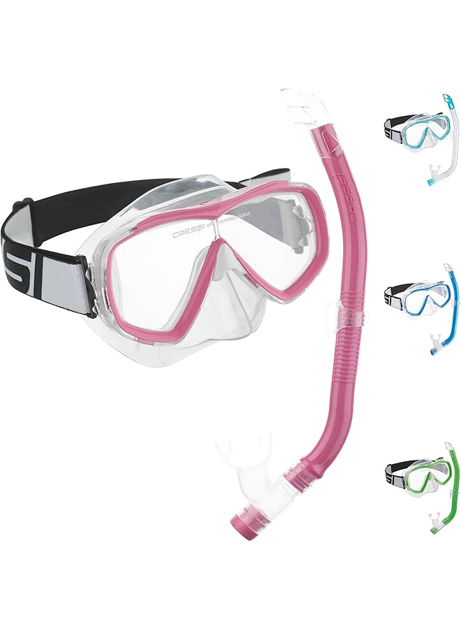 Cressi Kids Snorkeling Mask and Semi Dry Snorkel Kit Made of Soft Silicone Estrella & Top: Made in Italy - Image 1