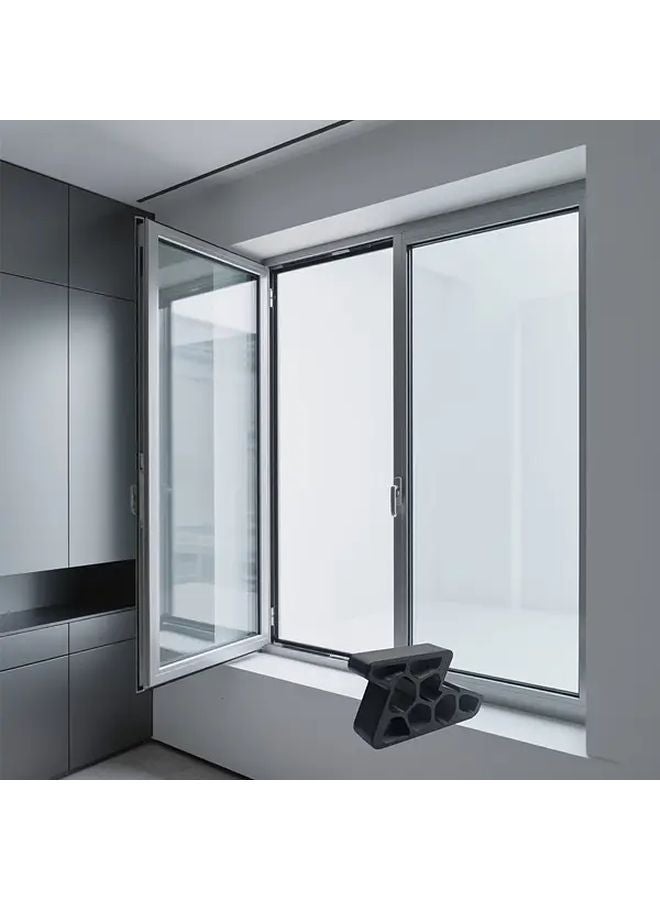 Black No Drill Sliding Door Lock Window Security Brake System Anti Slip Track - Image 1