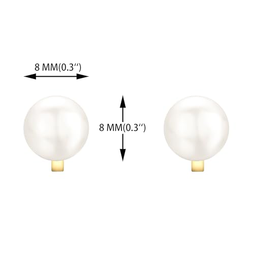 YOQUCOL 8mm White Simulated Freshwater Pearl Golden Tone Clip On Earrings Not Pierced Elegant Stud For Women - Image 2