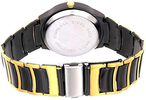 Acnos® Premium Brand - Analogue Men's Watch (Black Dial Multi Colored Strap) (1.Gold) - Image 4