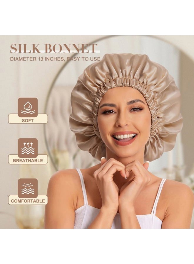 Edoneery Satin Silk Bonnet for Sleeping - Women's Natural Hair Bonnets - One Size - Khaki - Image 2