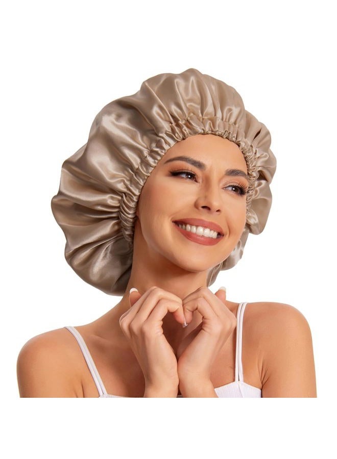Edoneery Satin Silk Bonnet for Sleeping - Women's Natural Hair Bonnets - One Size - Khaki - Image 1