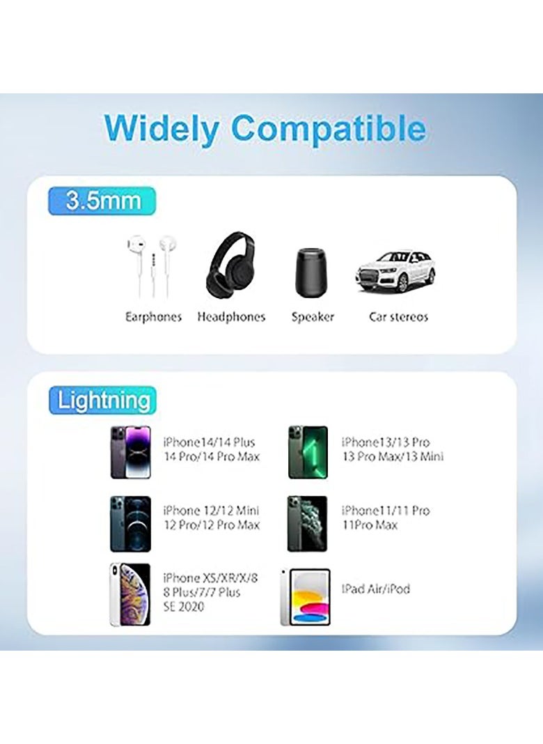 Generic iPhone Headphone Adapter for iPhone Lightning to 3.5mm Adapter for iPhone Aux Adapter Compatible with iPhone 14/14 Pro Max/13/13 Pro Max/12/12 Pro Max/11/11 Pro Max/SE/X/XR/XS/8 -White  - Image 2