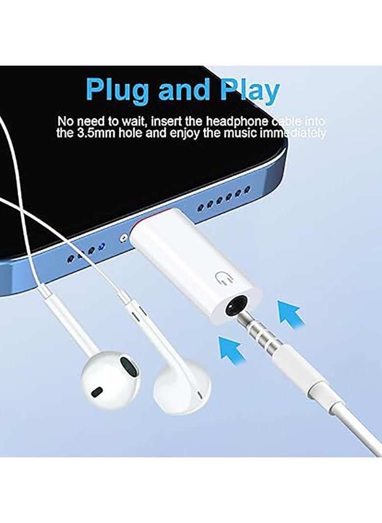 Generic iPhone Headphone Adapter for iPhone Lightning to 3.5mm Adapter for iPhone Aux Adapter Compatible with iPhone 14/14 Pro Max/13/13 Pro Max/12/12 Pro Max/11/11 Pro Max/SE/X/XR/XS/8 -White  - Image 5