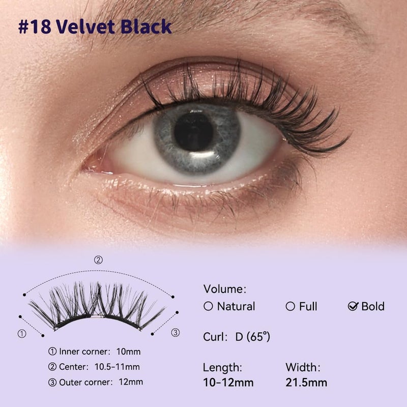 WOSADOÃ—BearisBug Soft Magnetic Eyelashes Kit with Applicator, [No.18 Velvet Black] 21.5mm Reusable Glue-free Magnetic Lashes, Cruelty-free False Lashes, Waterproof, Lightweight, Suit for Heavy Makeup - Image 5