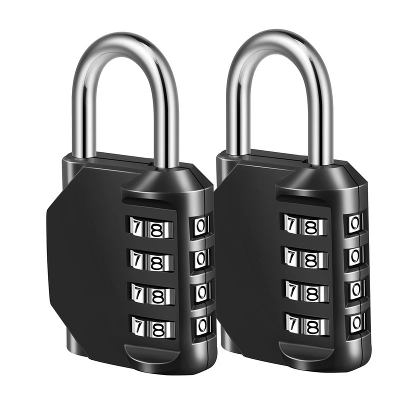 Fayleeko Combination Lock, 4 Digit Padlock for School Gym Sports Locker, Fence, Toolbox, Case, Hasp Cabinet Storage (2 Pack, Black) - Image 1