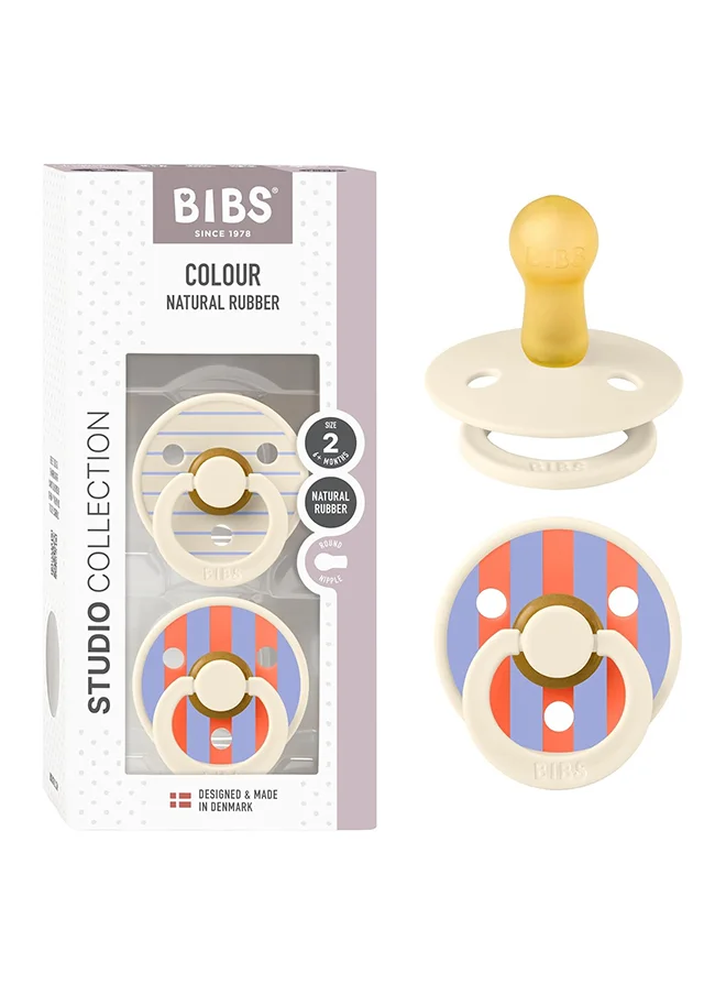 بيبس Studio Colour 2 Pack Pin Latex Pacifier Size 2, Ivory Hush Mix