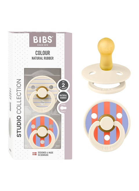 Studio Colour 2 Pack Pin Latex Pacifier Size 2, Ivory Hush Mix