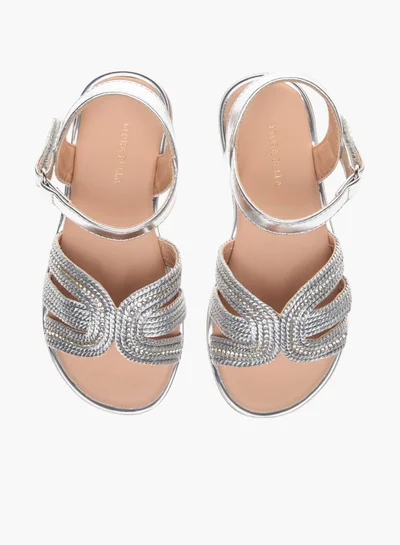 Flora Bella By Shoexpress Girls Embellished Strap Sandals With Hook And Loop Closure