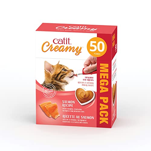 Catit Creamy Lickable Cat Treat, Healthy Cat Treat, Salmon, 50 Pack - Image 1