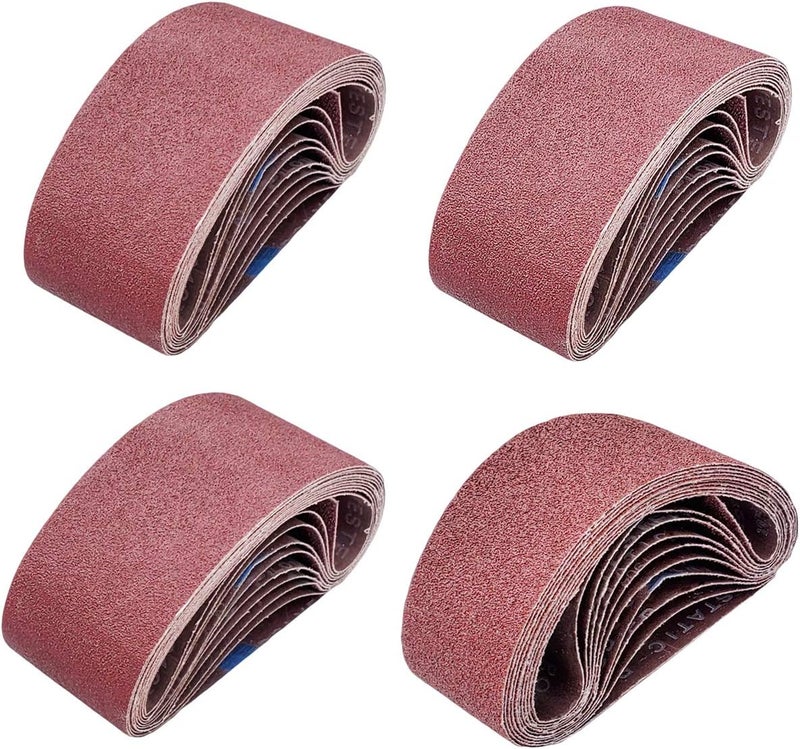 SACKORANGE 20 PCS 2.5 inch x 14 inch Abrasive Sanding Belts - 5 Each of 40 80 120 240 Grit Aluminum Oxide Sanding Belts For Belt sander (2.5 x 14 inch) - Image 1