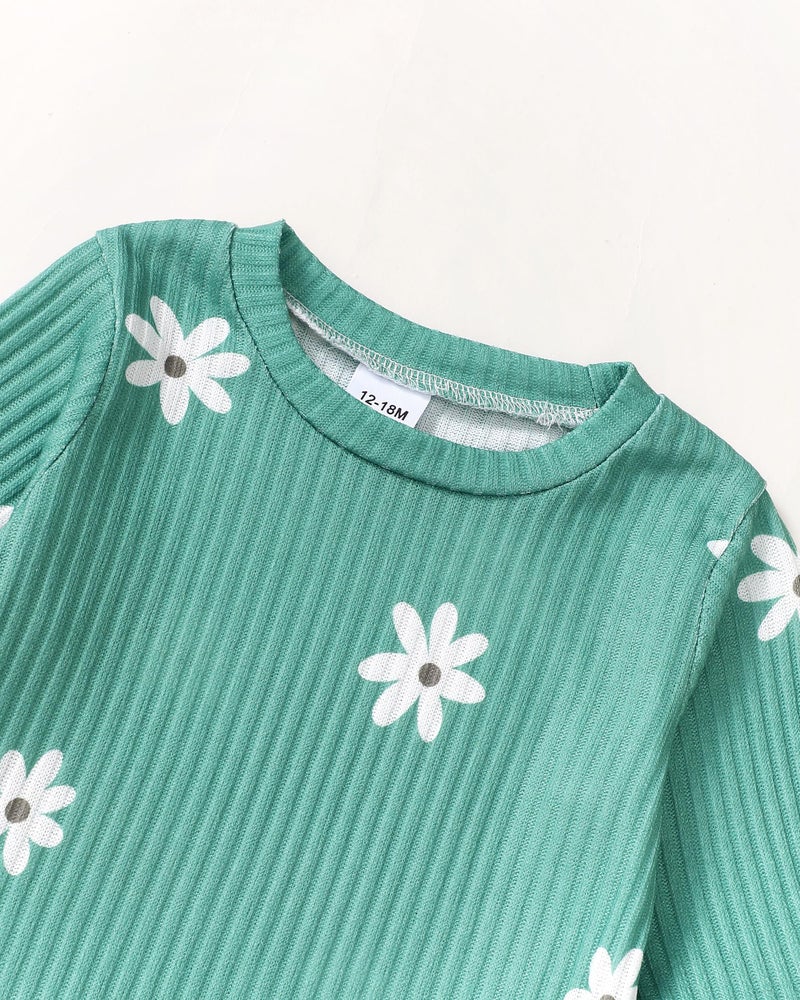 SODLON Baby Girl Clothes 12 18 Months Infant Winter Outfits 18 Months Girl Clothes Spring 12 Month Girls Clothes Fall Green Daisy Sweater Sweatshirt Denim Pants Jeans Clothing - Image 4