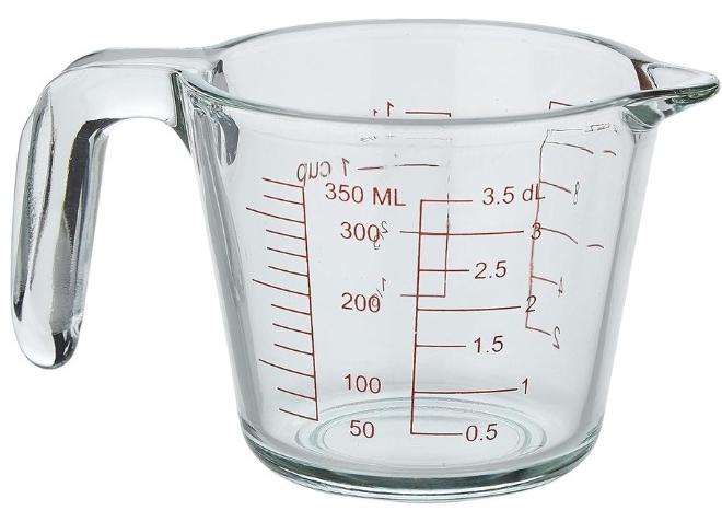 Happy Home Glass Measuring Cup for Home Food, Milk Cup with High Temperature Resistant Scale, Suitable for Egg Cup for Baking in Kitchen and Microwave (350ml) - Image 1