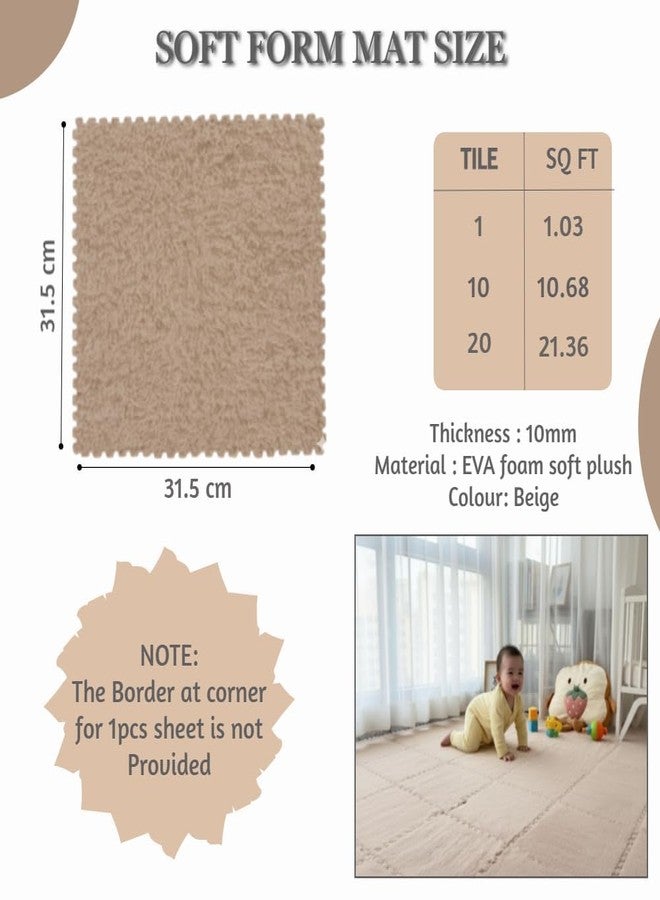 Nasmodo 10mm Kids mats for Floor Soft Plush Foam Babies Puzzle Interlocking Play mats for Crawling Playing Tile mat Carpet Rug for Infants and Toddlers (Beige, 10pcs) - Image 2