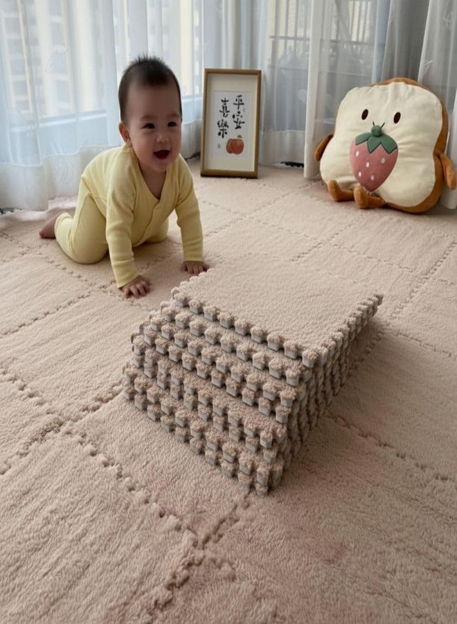 Nasmodo 10mm Kids mats for Floor Soft Plush Foam Babies Puzzle Interlocking Play mats for Crawling Playing Tile mat Carpet Rug for Infants and Toddlers (Beige, 10pcs) - Image 1