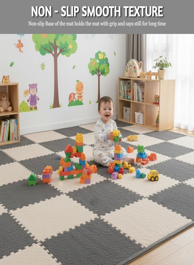Nasmodo 10mm Kids mats for Floor Soft Plush Foam Babies Puzzle Interlocking Play mats for Crawling Playing Tile mat Carpet Rug for Infants and Toddlers (Beige, 10pcs) - Image 5