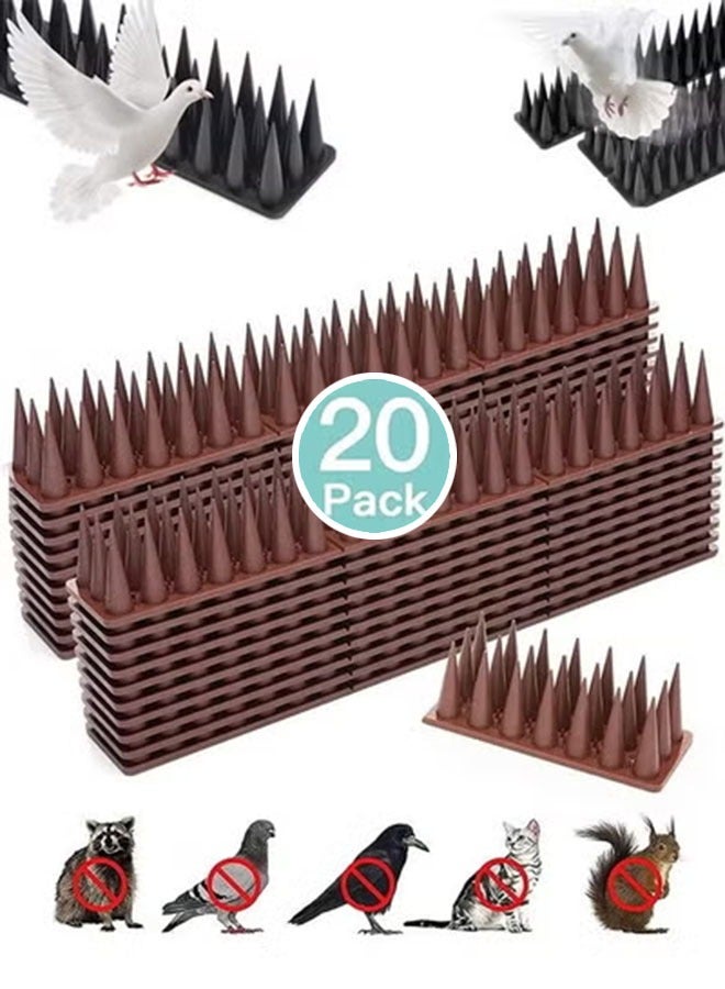 عربست مسامير الطيور ، 20 حزمة من مسامير الطيور للطيور والحمام والسناجب والغربان والقطط والأظافر الدفاعية للطيور في الهواء الطلق ، وإبعاد الطيور ، ومسامير السياج البلاستيكية للدرابزين والأسقف (بني) - Image 1
