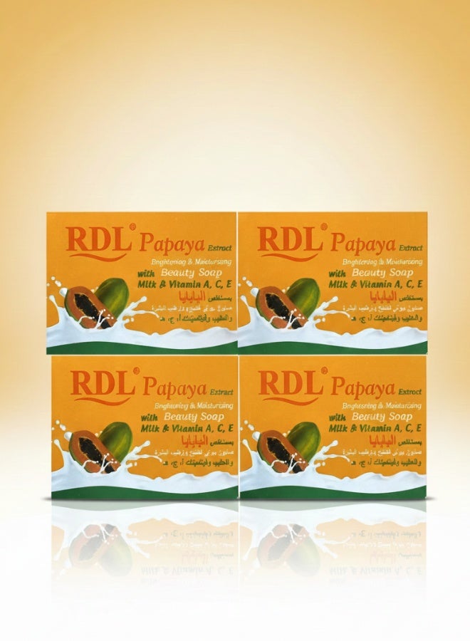 ار دي ال صابون ار دي ال بابايا لتفتيح وترطيب البشرة بفيتامين ايه سي اي  عبوة من 4 في 128 جم صابون تنظيف وتوحيد لون البشرة