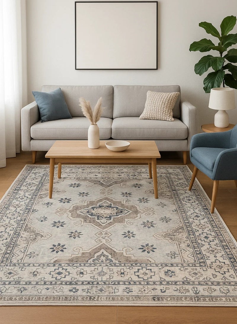 لوفت كندرا، سجادة خارجية، سجادة أريكة، سجادة معيشة، مقاس 160×220 سم، قماش، بني فاتح، صنع في مصر-5655/RN8-X - Image 1