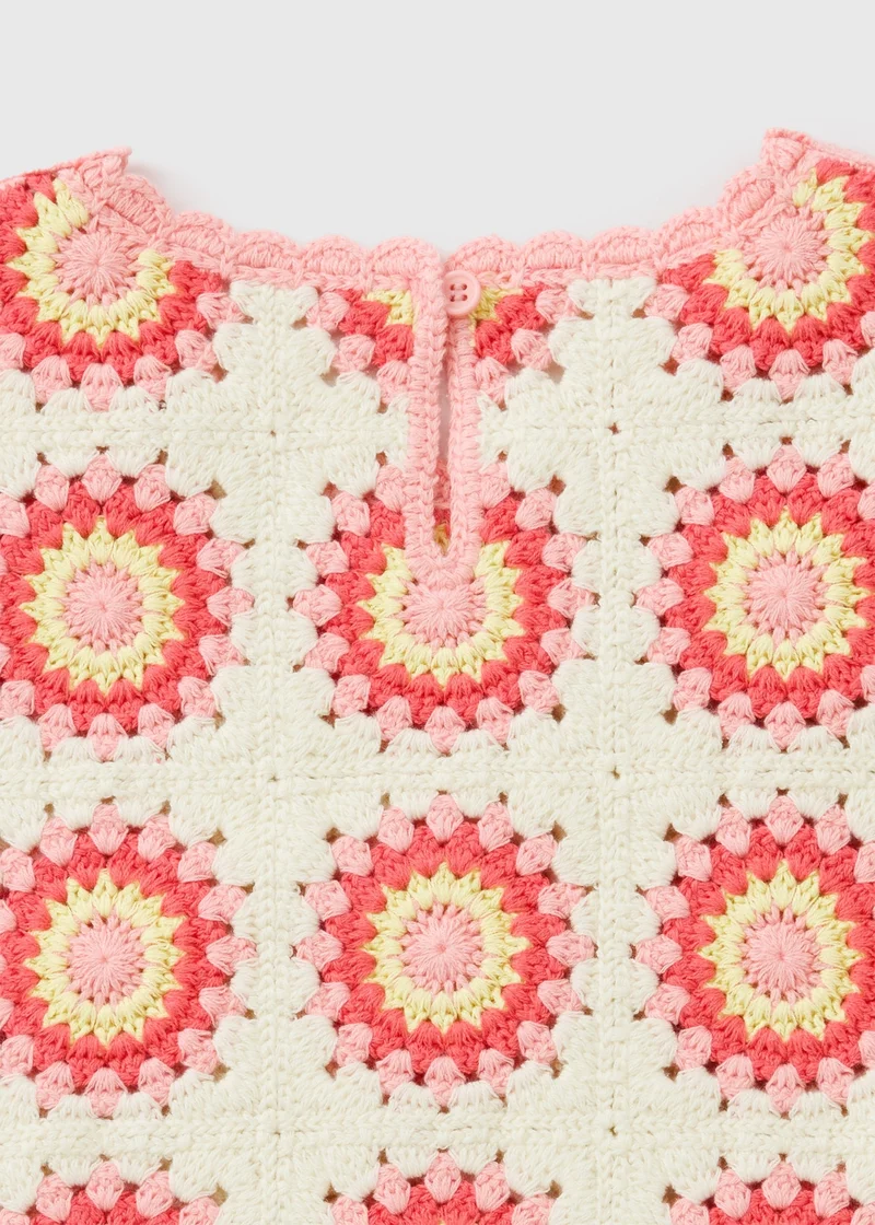 ماتلان Girls Multicolour Crochet Dress