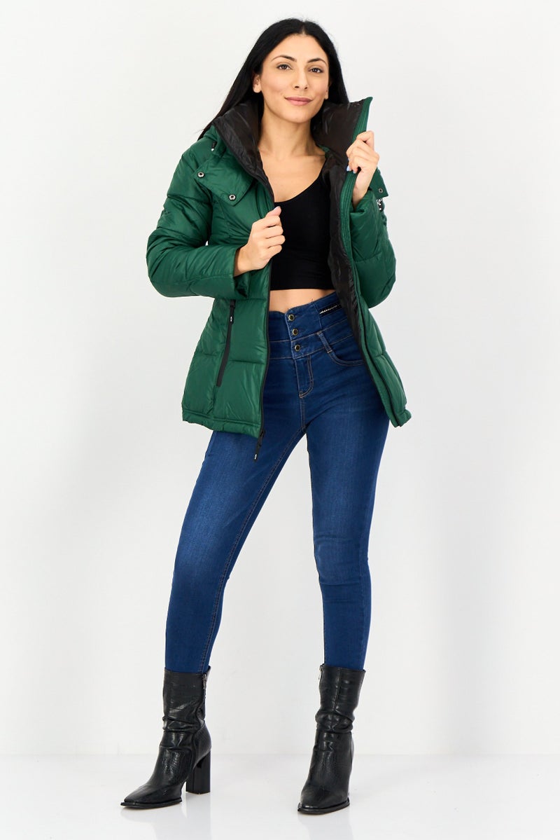 Kenneth Cole Women Long Sleeve Quilted Puffer Jacket, Green - Image 2