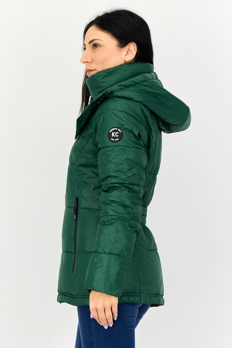 Kenneth Cole جاكيت مبطن طويل الأكمام للنساء، أخضر - Image 4