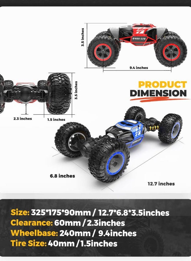 BEZGAR TD141 Remote Control Car - 1:14 Scale 4WD All-Terrains Large RC Cars for Kids, 2.4GHz Transformable Stunt Cars, Monster Truck Toys, Christmas Birthday Gifts for Boys & Girls - Image 2
