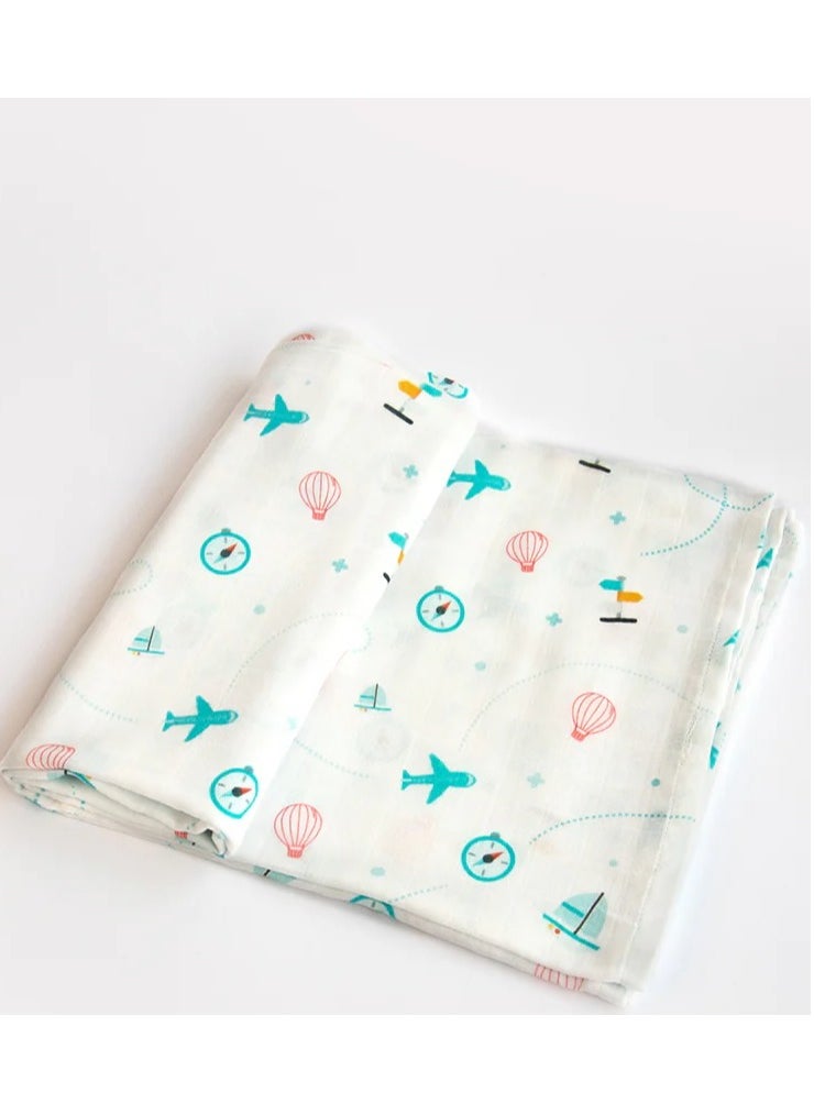 Yellow Doodle Yellow Doodle Organic Luxury Swaddles Set - Lil Travellers / Doodle Rain  - Image 2
