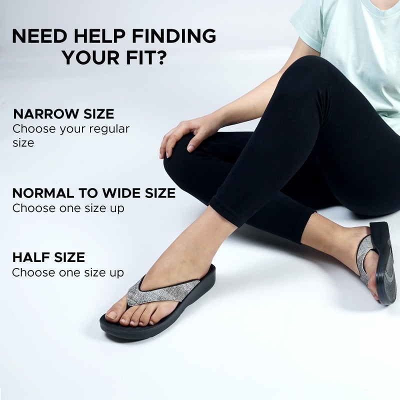 AEROTHOTIC Comfy Flip Flops for Women with Arch Support Orthotic Footbed Stylish Faux Leather Padded Straps with Soft Toe Post & Non-Slip Sole Slip On Casual Indoor and Outdoor Ladies Sandals (Mellow Black, Size 10) - Image 3