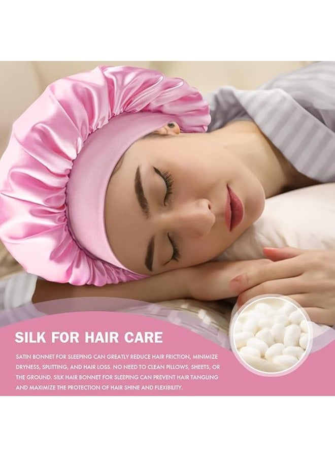 طقم أغطية وسائد فاخر مكون من 7 قطع للعناية بالشعر والبشرة، مصنوع من الحرير النباتي، يتضمن غطاء وسادة من الساتان، وقبعة نوم، وقناع للعين، ومجموعة مكواة تجعيد الشعر مكونة من 4 قطع - طقم نوم فاخر، لون وردي - Image 4